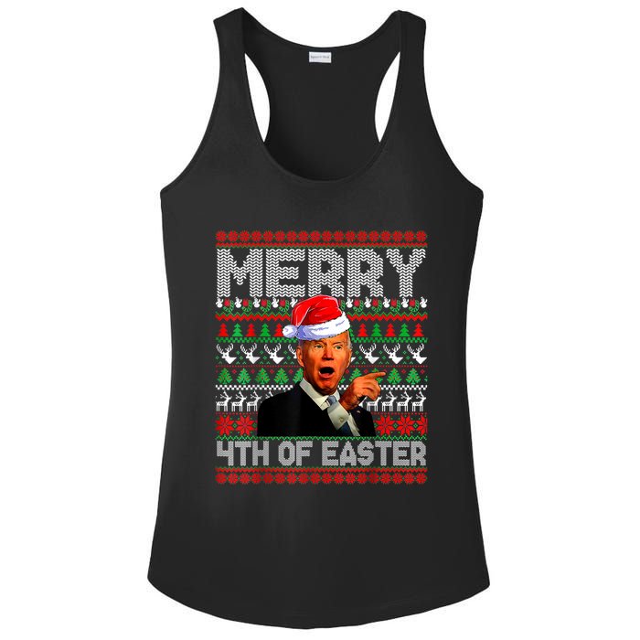 Funny Santa Joe Biden Merry 4th Of Easter Ugly Christmas Ladies PosiCharge Competitor Racerback Tank