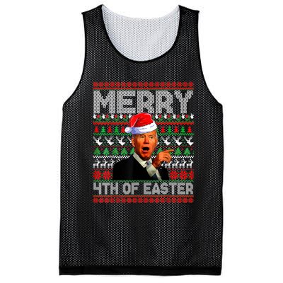 Funny Santa Joe Biden Merry 4th Of Easter Ugly Christmas Mesh Reversible Basketball Jersey Tank