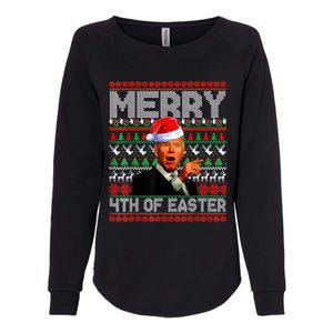 Funny Santa Joe Biden Merry 4th Of Easter Ugly Christmas Womens California Wash Sweatshirt