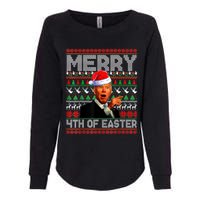 Funny Santa Joe Biden Merry 4th Of Easter Ugly Christmas Womens California Wash Sweatshirt