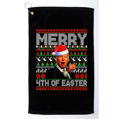 Funny Santa Joe Biden Merry 4th Of Easter Ugly Christmas Platinum Collection Golf Towel