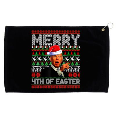 Funny Santa Joe Biden Merry 4th Of Easter Ugly Christmas Grommeted Golf Towel