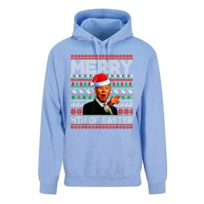 Funny Santa Joe Biden Merry 4th Of Easter Ugly Christmas Unisex Surf Hoodie