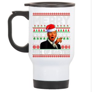 Funny Santa Joe Biden Merry 4th Of Easter Ugly Christmas Stainless Steel Travel Mug