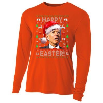 Funny Santa Joe Biden Happy Easter Ugly Christmas  Cooling Performance Long Sleeve Crew