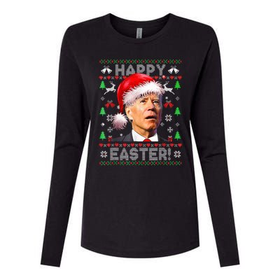 Funny Santa Joe Biden Happy Easter Ugly Christmas  Womens Cotton Relaxed Long Sleeve T-Shirt