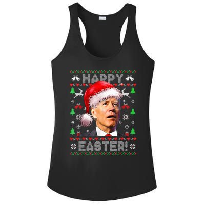 Funny Santa Joe Biden Happy Easter Ugly Christmas  Ladies PosiCharge Competitor Racerback Tank