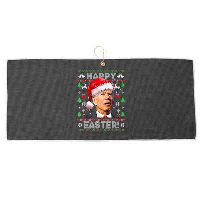 Funny Santa Joe Biden Happy Easter Ugly Christmas  Large Microfiber Waffle Golf Towel