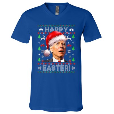 Funny Santa Joe Biden Happy Easter Ugly Christmas  V-Neck T-Shirt