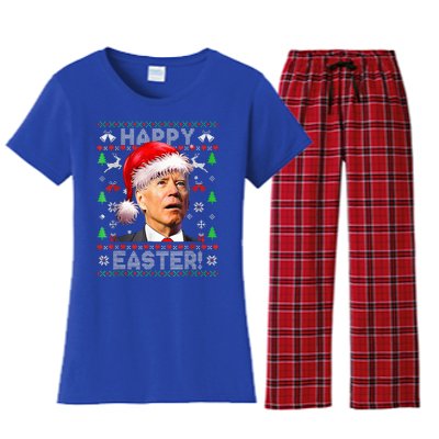 Funny Santa Joe Biden Happy Easter Ugly Christmas  Women's Flannel Pajama Set