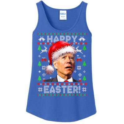 Funny Santa Joe Biden Happy Easter Ugly Christmas  Ladies Essential Tank