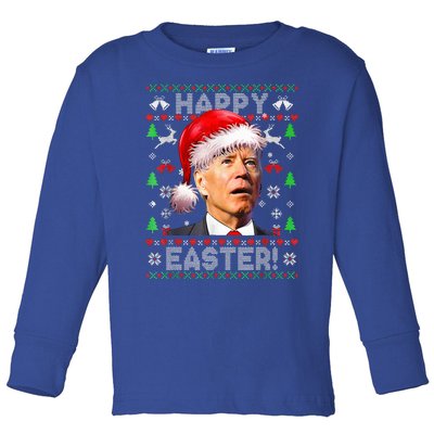 Funny Santa Joe Biden Happy Easter Ugly Christmas  Toddler Long Sleeve Shirt