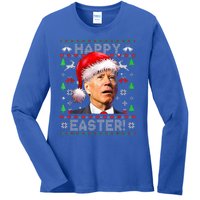 Funny Santa Joe Biden Happy Easter Ugly Christmas  Ladies Long Sleeve Shirt