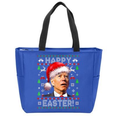 Funny Santa Joe Biden Happy Easter Ugly Christmas  Zip Tote Bag