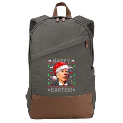 Funny Santa Joe Biden Happy Easter Ugly Christmas  Cotton Canvas Backpack