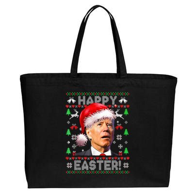 Funny Santa Joe Biden Happy Easter Ugly Christmas  Cotton Canvas Jumbo Tote