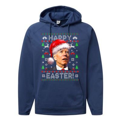 Funny Santa Joe Biden Happy Easter Ugly Christmas  Performance Fleece Hoodie