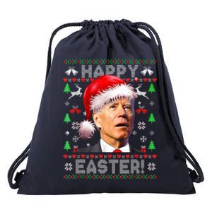 Funny Santa Joe Biden Happy Easter Ugly Christmas  Drawstring Bag