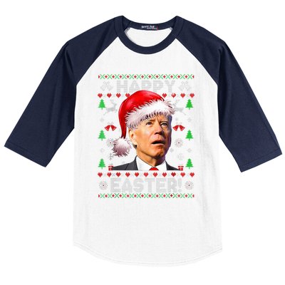 Funny Santa Joe Biden Happy Easter Ugly Christmas  Baseball Sleeve Shirt