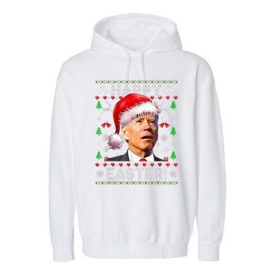 Funny Santa Joe Biden Happy Easter Ugly Christmas  Garment-Dyed Fleece Hoodie