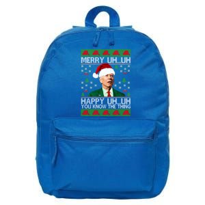 Funny Santa Joe Biden Merry Uh Uh Christmas Sweater Ugly Gift 16 in Basic Backpack