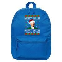 Funny Santa Joe Biden Merry Uh Uh Christmas Sweater Ugly Gift 16 in Basic Backpack