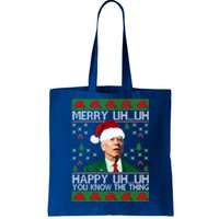 Funny Santa Joe Biden Merry Uh Uh Christmas Sweater Ugly Gift Tote Bag