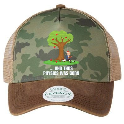 Funny Science Joke Apple Falling On Isaac Newton Physics Fun Legacy Tie Dye Trucker Hat