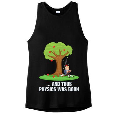 Funny Science Joke Apple Falling On Isaac Newton Physics Fun Ladies PosiCharge Tri-Blend Wicking Tank