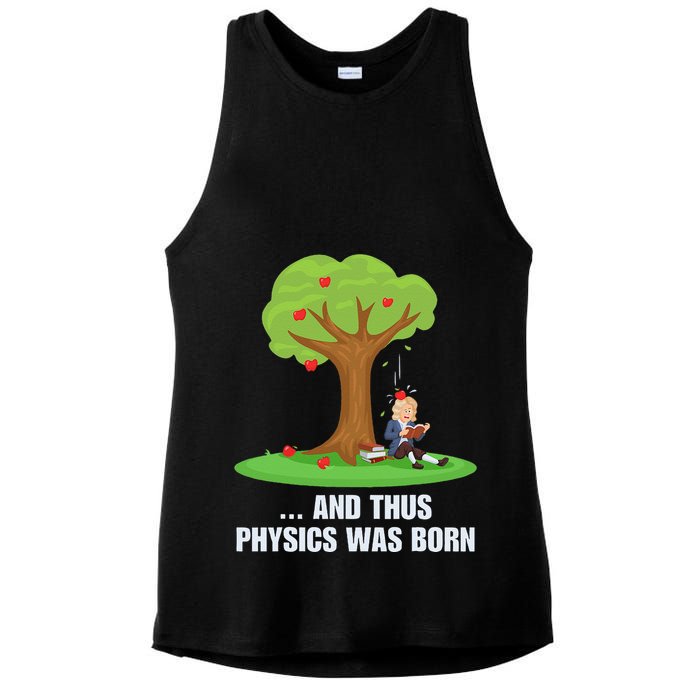 Funny Science Joke Apple Falling On Isaac Newton Physics Fun Ladies PosiCharge Tri-Blend Wicking Tank