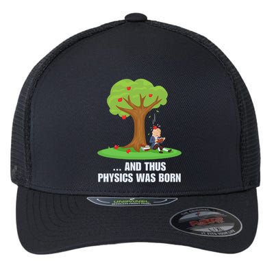 Funny Science Joke Apple Falling On Isaac Newton Physics Fun Flexfit Unipanel Trucker Cap