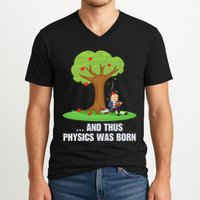 Funny Science Joke Apple Falling On Isaac Newton Physics Fun V-Neck T-Shirt