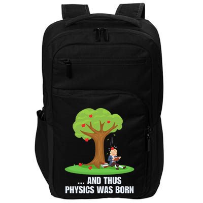 Funny Science Joke Apple Falling On Isaac Newton Physics Fun Impact Tech Backpack