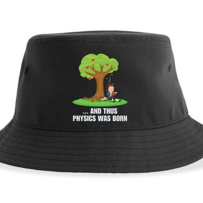 Funny Science Joke Apple Falling On Isaac Newton Physics Fun Sustainable Bucket Hat