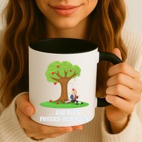 Funny Science Joke Apple Falling On Isaac Newton Physics Fun Mug