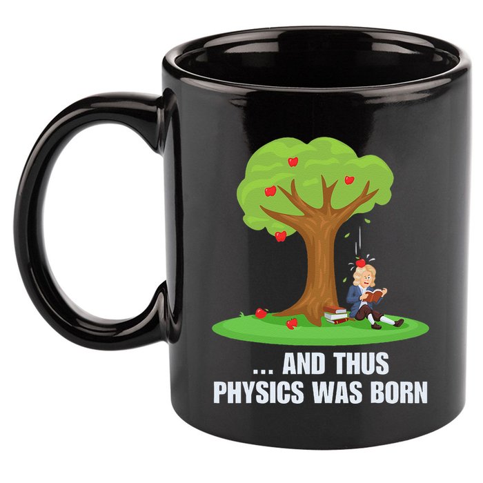 Funny Science Joke Apple Falling On Isaac Newton Physics Fun 11oz C Handle Ceramic Mug