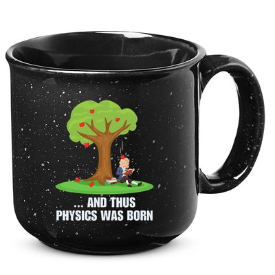 Funny Science Joke Apple Falling On Isaac Newton Physics Fun 15oz Campfire Ceramic Mug