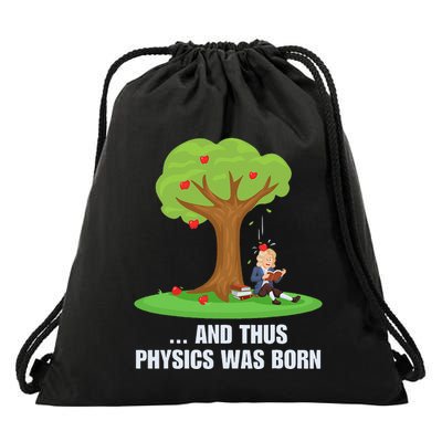 Funny Science Joke Apple Falling On Isaac Newton Physics Fun Drawstring Bag