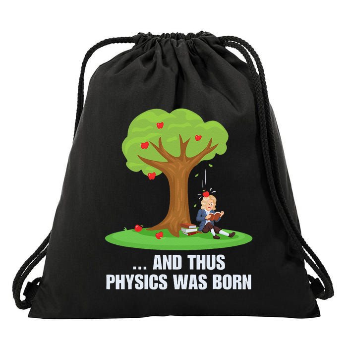 Funny Science Joke Apple Falling On Isaac Newton Physics Fun Drawstring Bag