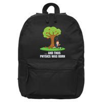 Funny Science Joke Apple Falling On Isaac Newton Physics Fun 16 in Basic Backpack