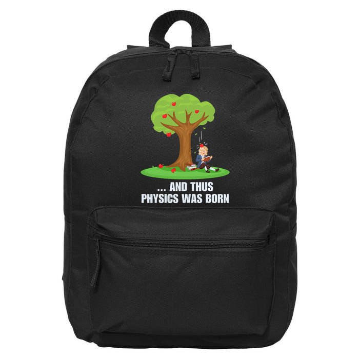 Funny Science Joke Apple Falling On Isaac Newton Physics Fun 16 in Basic Backpack