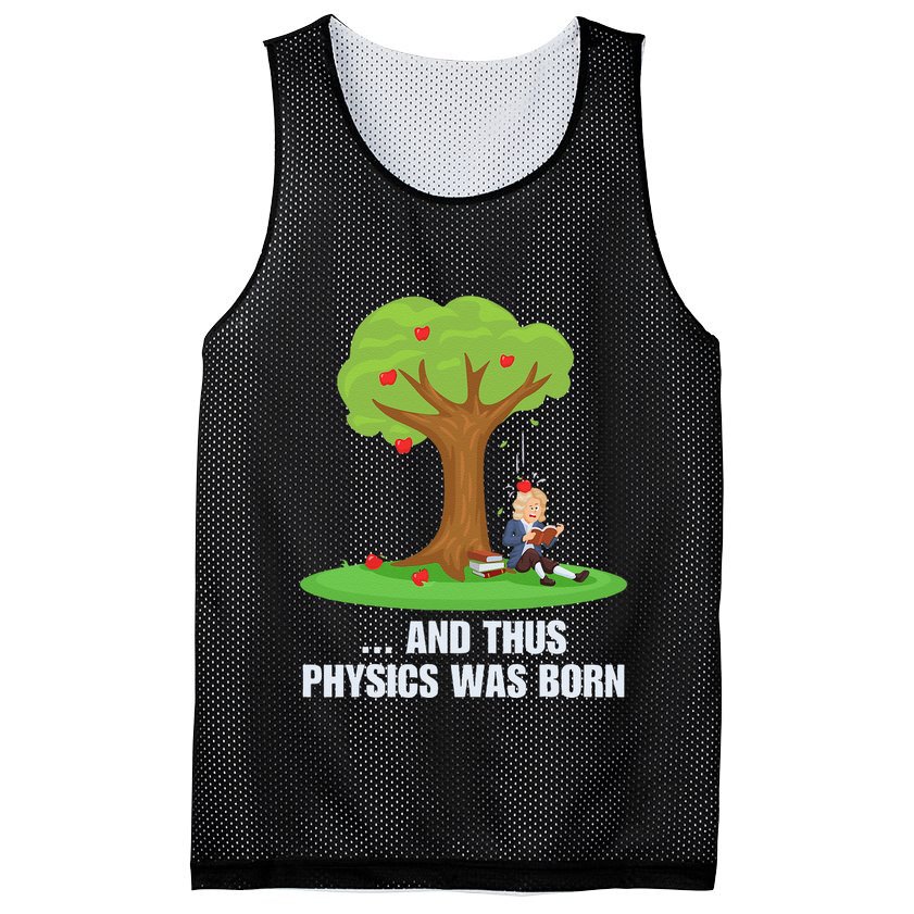 Funny Science Joke Apple Falling On Isaac Newton Physics Fun Mesh Reversible Basketball Jersey Tank