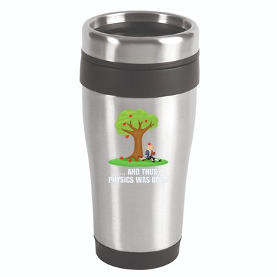 Funny Science Joke Apple Falling On Isaac Newton Physics Fun 16oz Travel Tumbler
