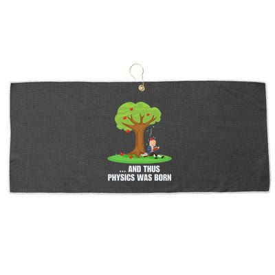 Funny Science Joke Apple Falling On Isaac Newton Physics Fun Large Microfiber Waffle Golf Towel