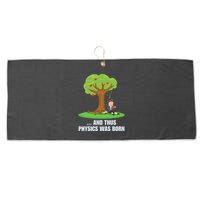 Funny Science Joke Apple Falling On Isaac Newton Physics Fun Large Microfiber Waffle Golf Towel