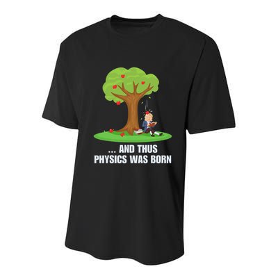 Funny Science Joke Apple Falling On Isaac Newton Physics Fun Youth Performance Sprint T-Shirt