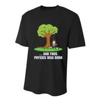 Funny Science Joke Apple Falling On Isaac Newton Physics Fun Youth Performance Sprint T-Shirt