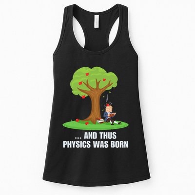 Funny Science Joke Apple Falling On Isaac Newton Physics Fun Womens Tank Top