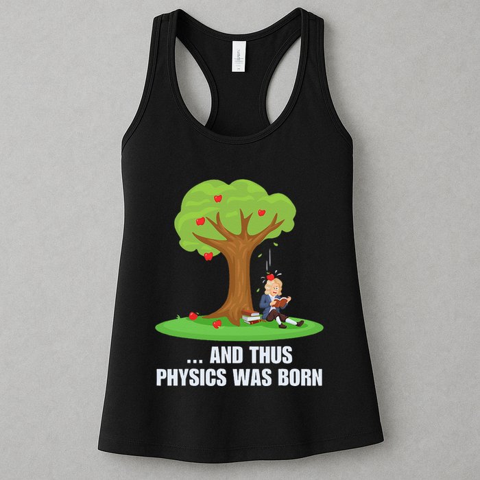 Funny Science Joke Apple Falling On Isaac Newton Physics Fun Womens Tank Top