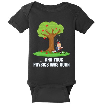 Funny Science Joke Apple Falling On Isaac Newton Physics Fun Baby Bodysuit